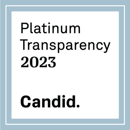 White box with a platinum border reading "Platinum Transparency 2023. Candid."