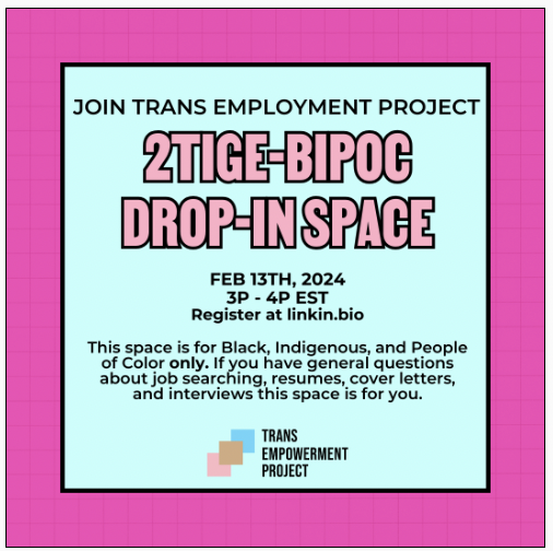 2TIGE-BIPOC Drop-in space for February