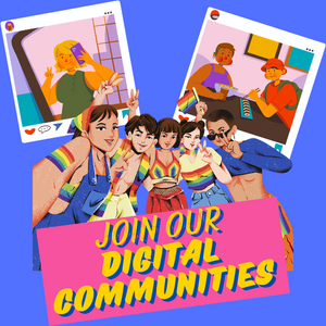 Image depicts an advertisement of a call to action to Join our Digital Communities