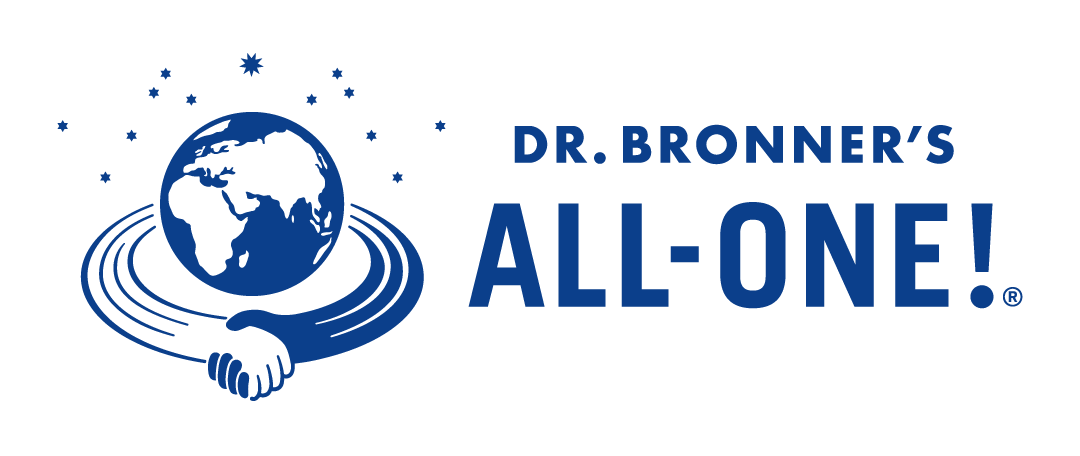 Dr. Bronner's All One Logo shows a united planet