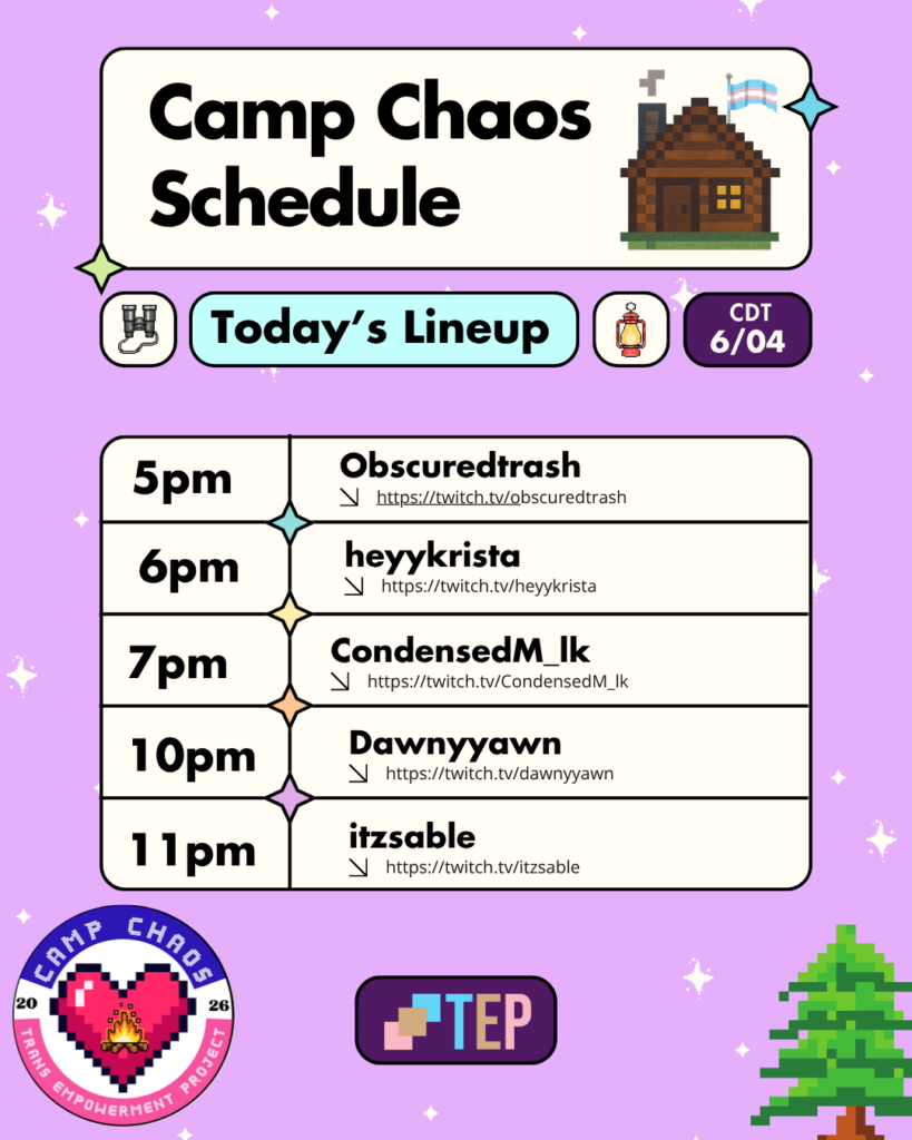 Day 4 Streaming Schedule